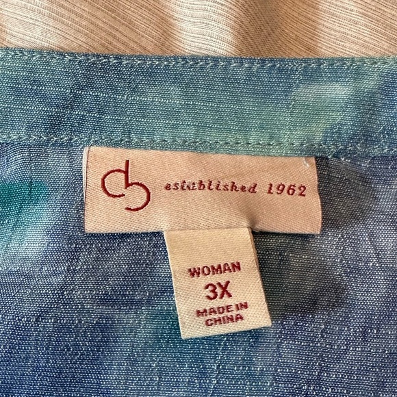 Women's watercolor long sleeve Button Up Blouse Pleated detailing 3X #1629 - Picture 7 of 10